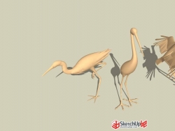 三组水鸟雕塑SketchUp模型