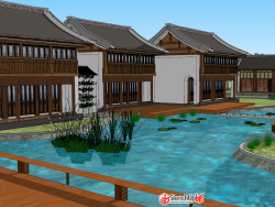 现代新中式新农村风貌模型