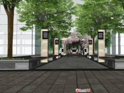 一个新中式别墅区中心小庭院的过程稿