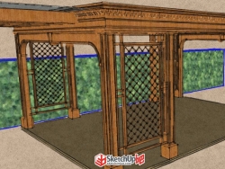 自建中式带玻璃遮阳廊架 凉亭
