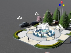 自己做的一个老厂区的喷泉广场改造