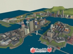 大型城市街区规划设计SU模型