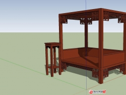中式古典镂花床
