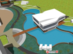 山地学校规划SU模型 大学教学楼建筑设计