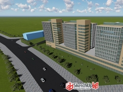 自己建的一个办公楼模型，用LUMION渲染。