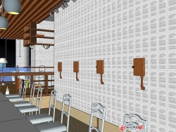 咖啡馆餐厅酒吧SU模型下载-餐饮店铺室内设计