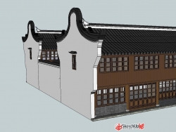 现代中式四合院民居住宅方案ＳＵ模型