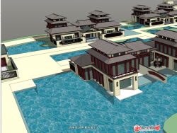 中式别墅区模型