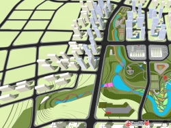 湿地公园栈道度假村体育公园高架桥广场模型