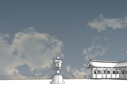 日式石清宫殿古建筑模型
