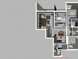 一套现代风格三居室模型（草图版本8）