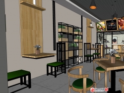 餐厅奶茶店SU模型下载-减肥营养餐店铺室内设计