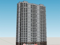 现代高层住宅单体建筑设计方案ＳＵ细致模型