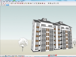 简单的新中式多层住宅模型
