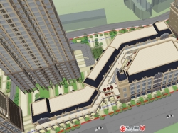 现代高层住宅与商业区住宅建筑方案SU设计模型