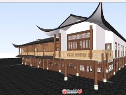 古典中式休闲会馆建筑SU设计模型