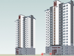 21栋现代高层电梯住宅单元ＳＵ模型