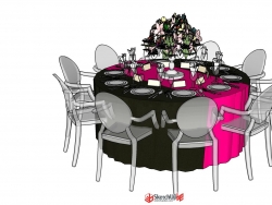 婚礼宴会幽灵椅摆桌10人桌桌花