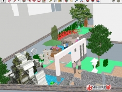 南京洪蓝福晟别墅后庭院景观设计方案SU模型