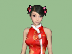3D红色旗袍美女