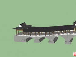 古典中式风雨廊桥SU模型