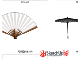 古代折扇纸伞模型