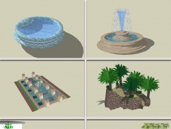 喷泉游泳池详细su模型