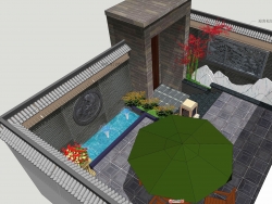 新中式庭院，假山，梅兰竹菊。附带模型