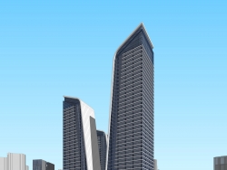 现代办公楼双塔设计
