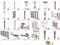 欧式构件罗马柱模型