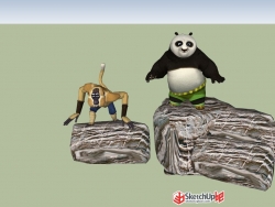 熊猫大侠和奇奇国王雕塑