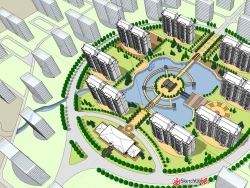 圆形住宅小区环境模型 建筑