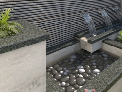 一个流水景墙模型，适用于小区、庭院