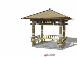 中式古建凉亭模型
