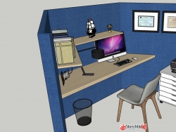 室内办公隔间场景模型