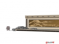 中式山水景墙模型