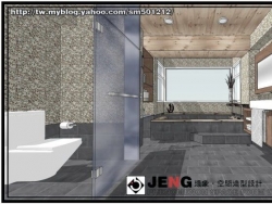 主臥室浴廁_板岩地板-杉木天花-琉璃石牆壁
