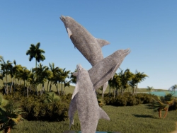 海豚雕塑SU模型下载-海洋景观小品