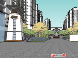 新中式住宅加景观模型