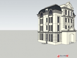 法式独栋别墅建筑设计SU模型下载