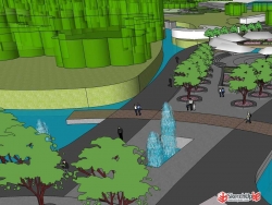 现代风格公园规划景观设计SU模型选择