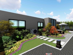 新中式小型庭院景观规划设计SU模型下载