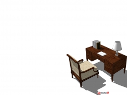 书桌办公桌椅套装SU模型下载