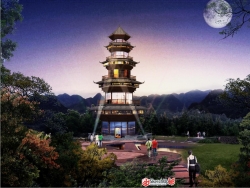 新中式玲珑宝塔商业祈福景观塔SU模型下载