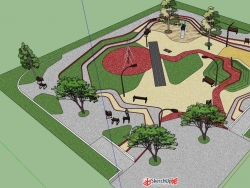 儿童区景观规划设计SU模型下载