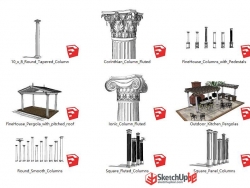 罗马古典柱式：科林斯柱，爱奥尼柱等SU模型下载