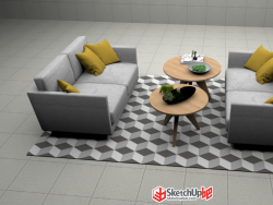 沙发组合小茶桌SU模型下载