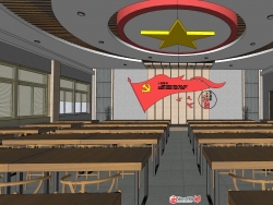 党建党员活动室会议室SU模型下载