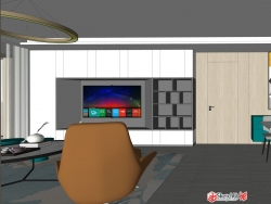 现代轻奢风住宅空间室内装饰设计SU模型下载2