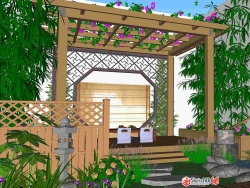 小庭院景观规划设计SU模型下载